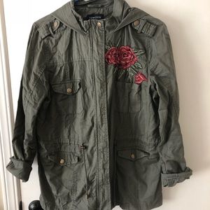Lightweight Jacket with Floral Stictching